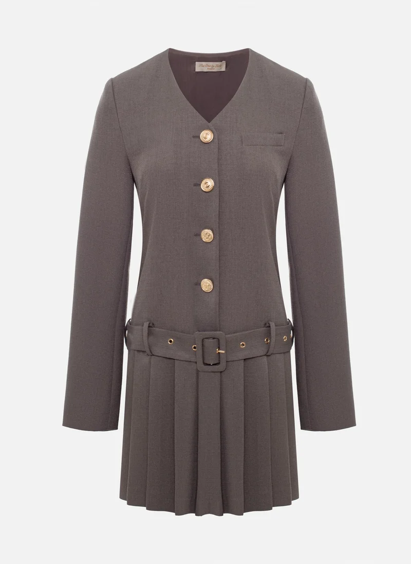 Lichi Mini dress in suiting fabric with wide matching belt